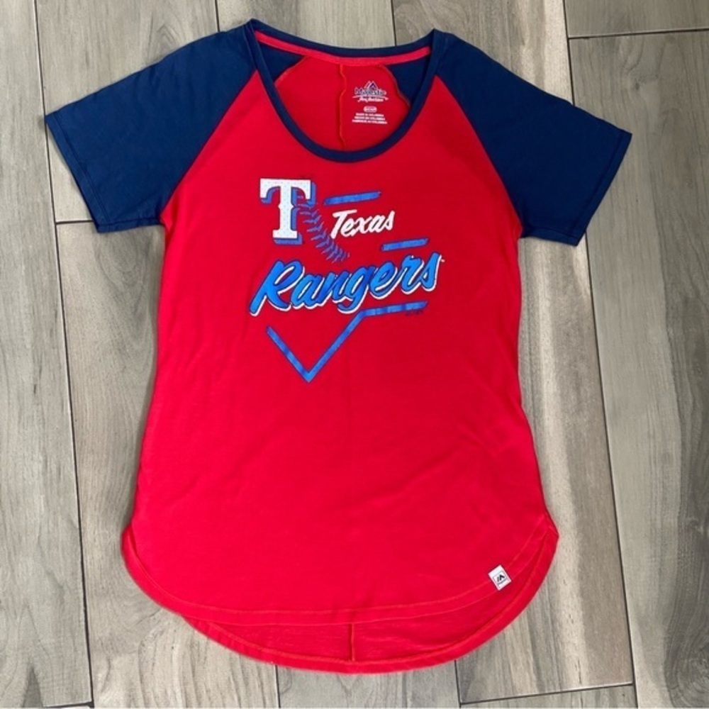 Majestic fan fashion Texas‎ Rangers short sleeve shirt Womens size small